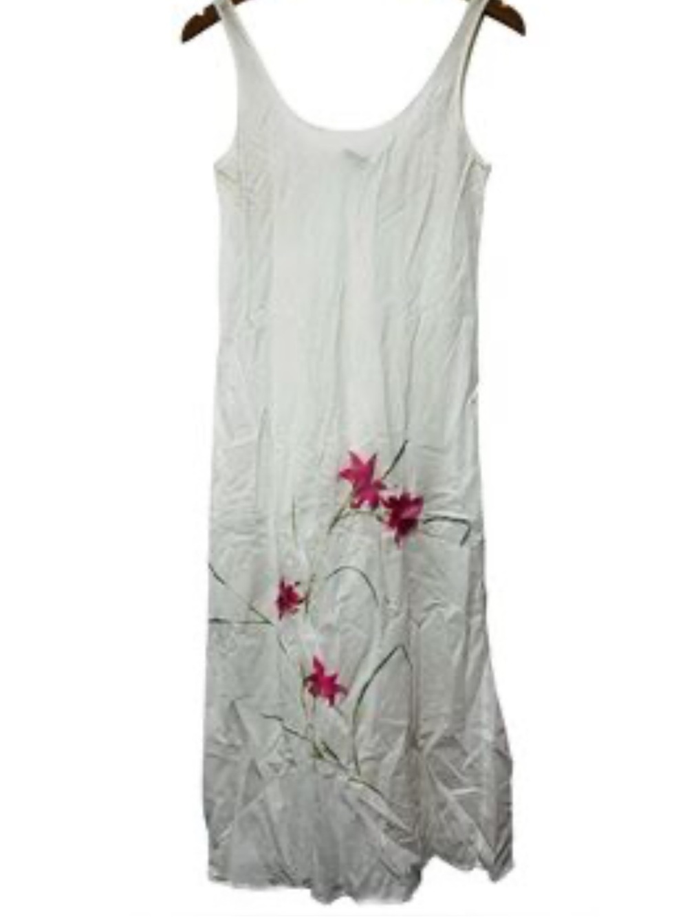 Natori Lightweight Cotton Slip Dress with Pink Embroidery